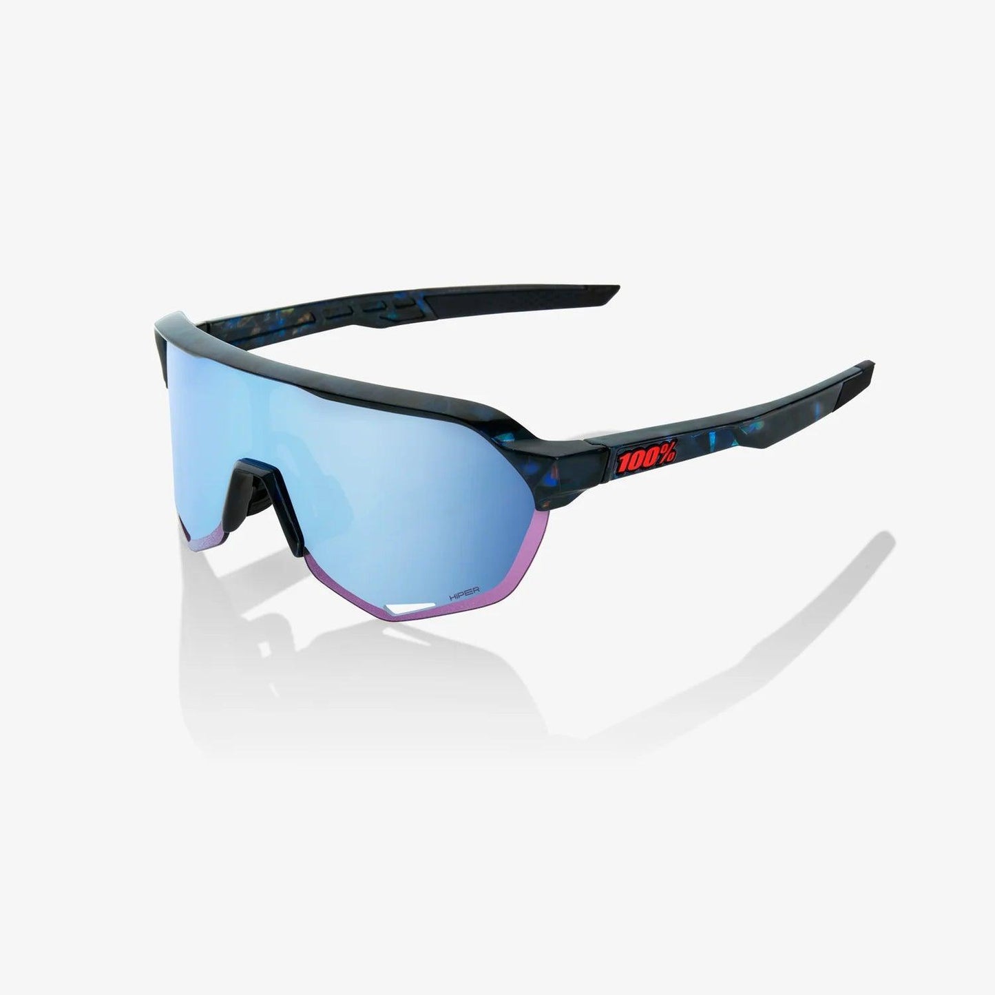 100 Percent Sunglasses - S2 - Black Holographic - HiPER® Blue Multilayer Mirror Lens – Primary View | Smash It Sports