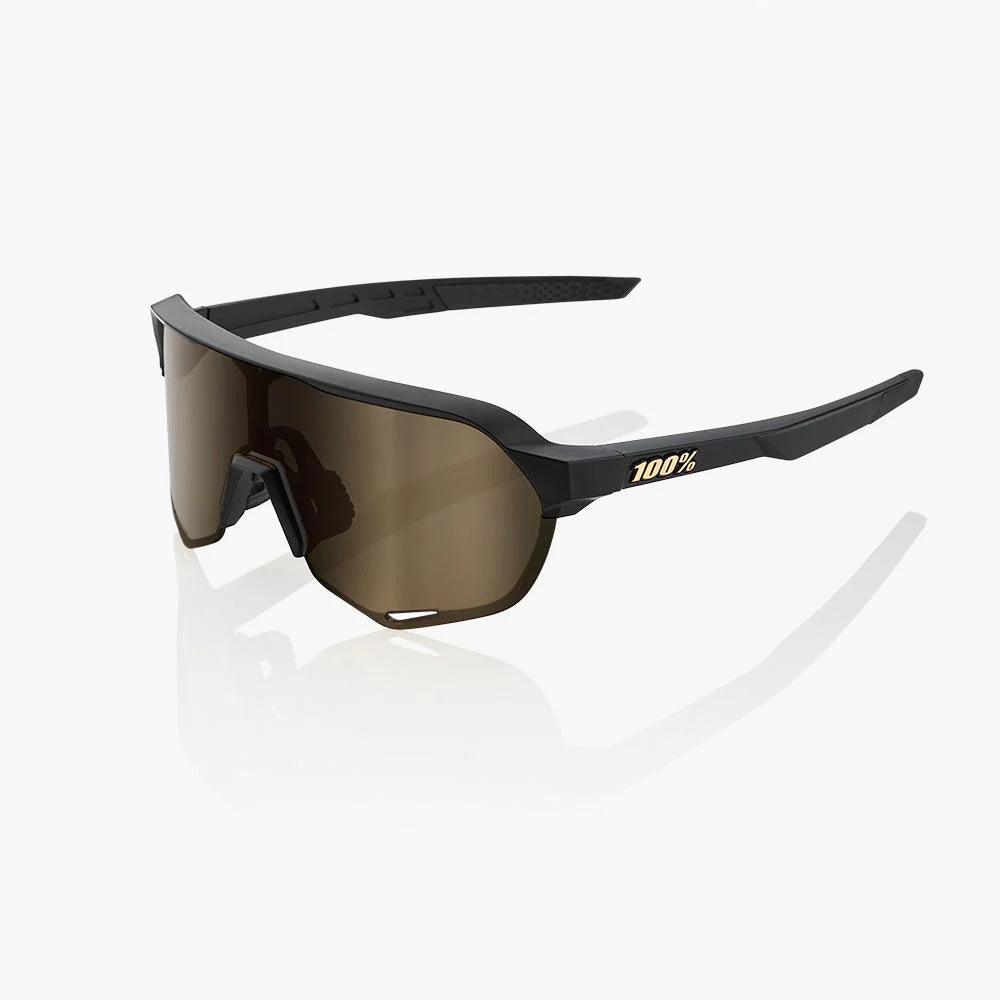 100 Percent Sunglasses - S2 - Matte Black - Soft Gold Mirror Lens – Primary View | Smash It Sports