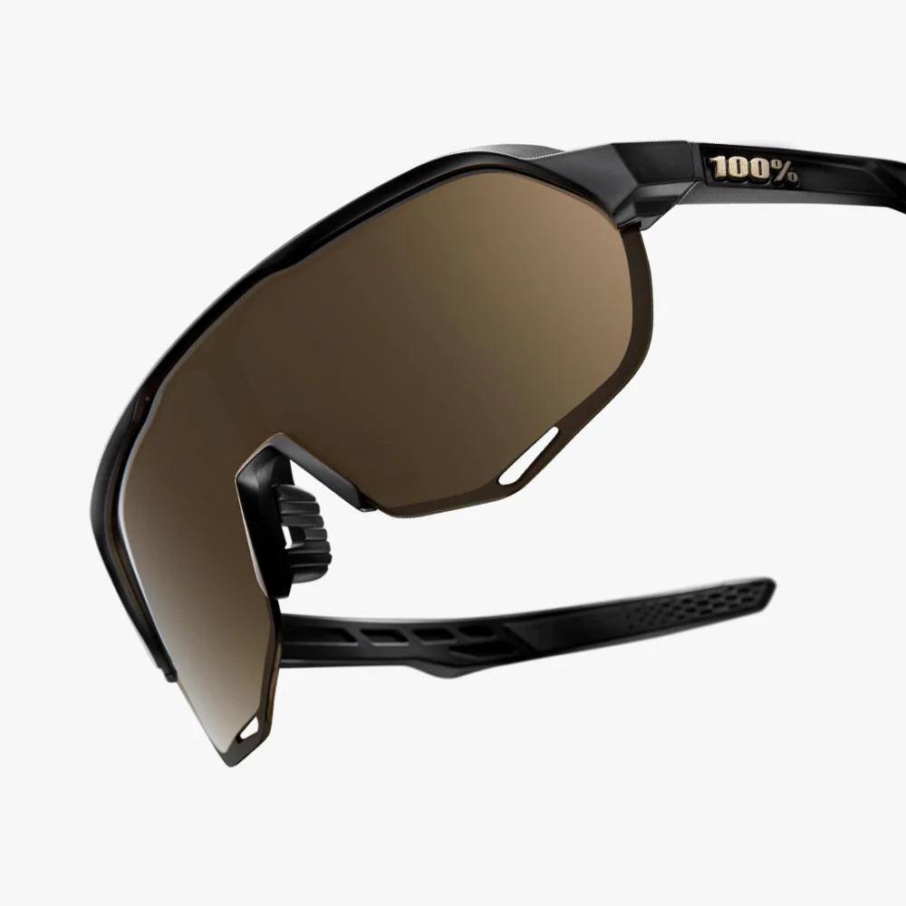 100 Percent Sunglasses - S2 - Matte Black - Soft Gold Mirror Lens – Third View | Smash It Sports