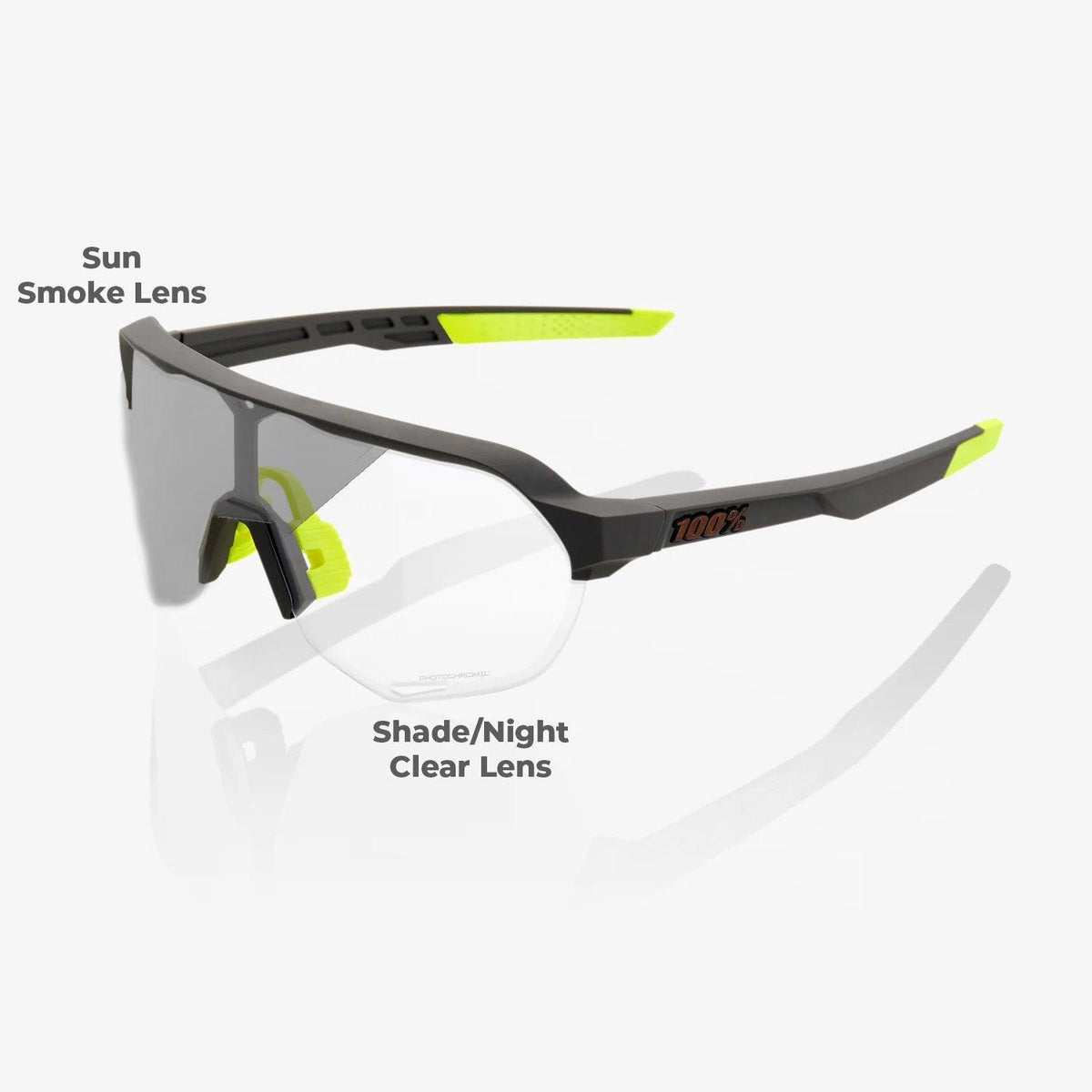 100 Percent Sunglasses - S2 - Soft Tact Cool Grey - Photochromic Lens – Primary View | Smash It Sports