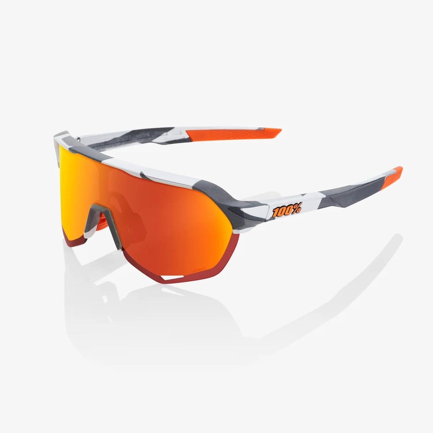 100 Percent Sunglasses - S2 - Soft Tact Grey Camo - HiPER® Red Multilayer Mirror Lens – Primary View | Smash It Sports