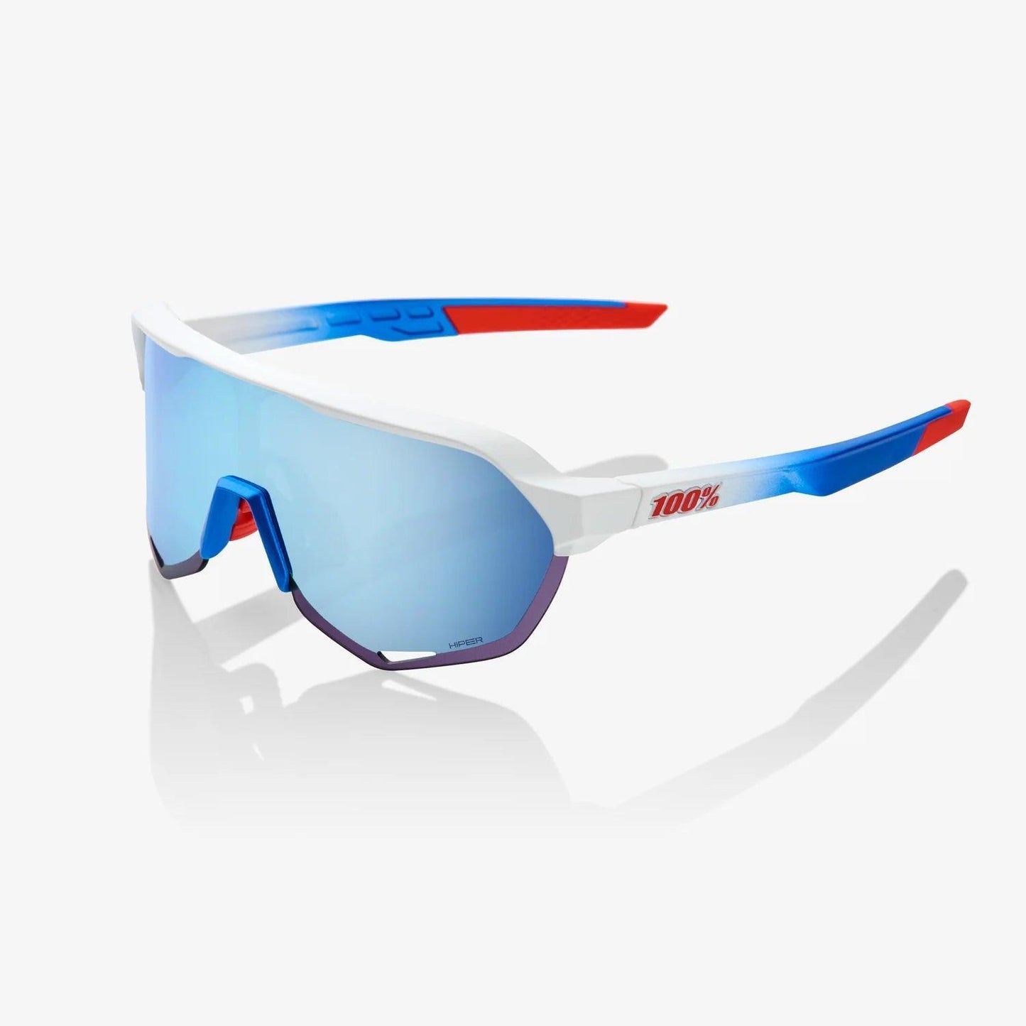 100 Percent Sunglasses - S2 - TotalEnergies Team Matte White / Metallic Blue - HiPER® Blue Multilayer Mirror Lens – Primary V