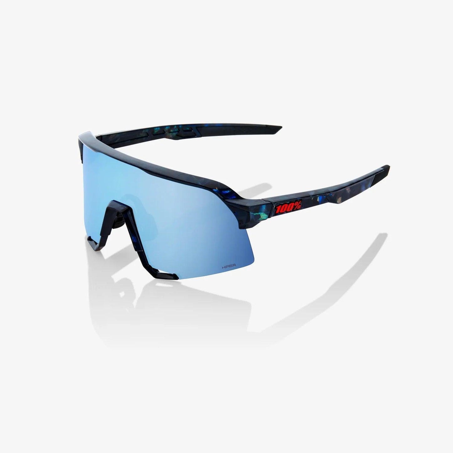 100 Percent Sunglasses - S3 - Black Holographic - HiPER® Blue Multilayer Mirror Lens – Primary View | Smash It Sports