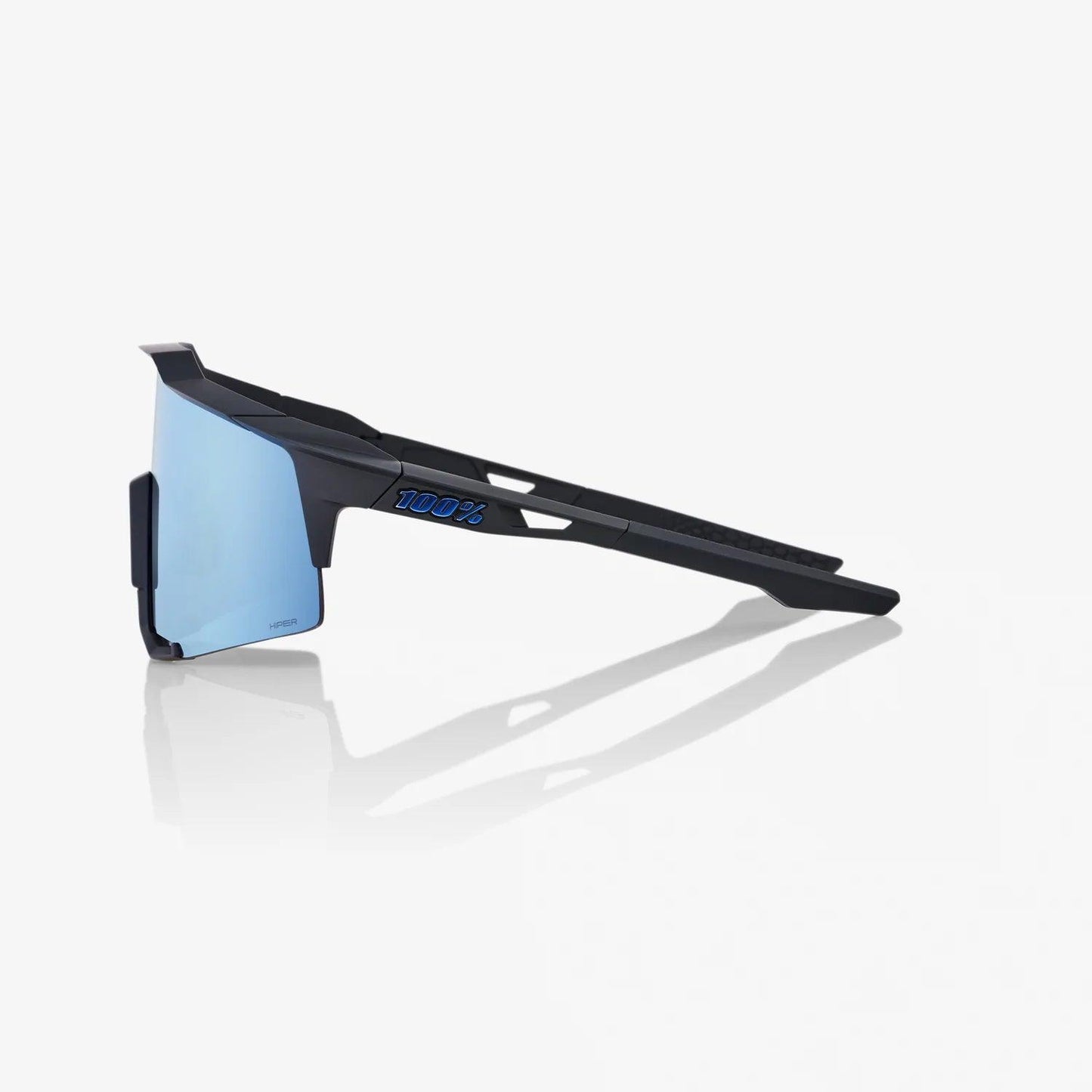 100 Percent Sunglasses - SPEEDCRAFT - Matte Black - HiPER Blue Multilayer Mirror Lens – Third View | Smash It Sports