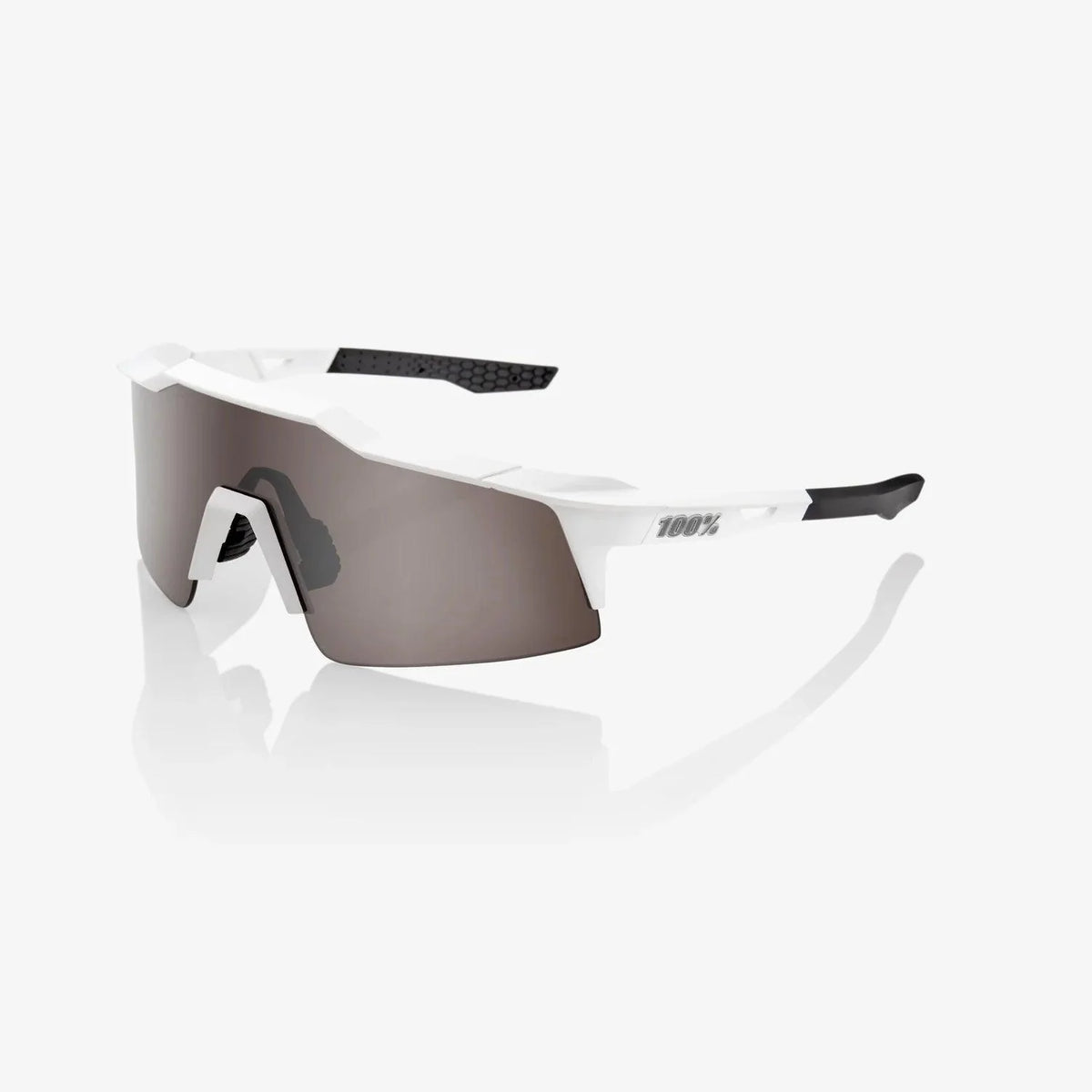 100 Percent Sunglasses - SPEEDCRAFT SL - Matte White - HiPER Silver Mirror Lens – Primary View | Smash It Sports