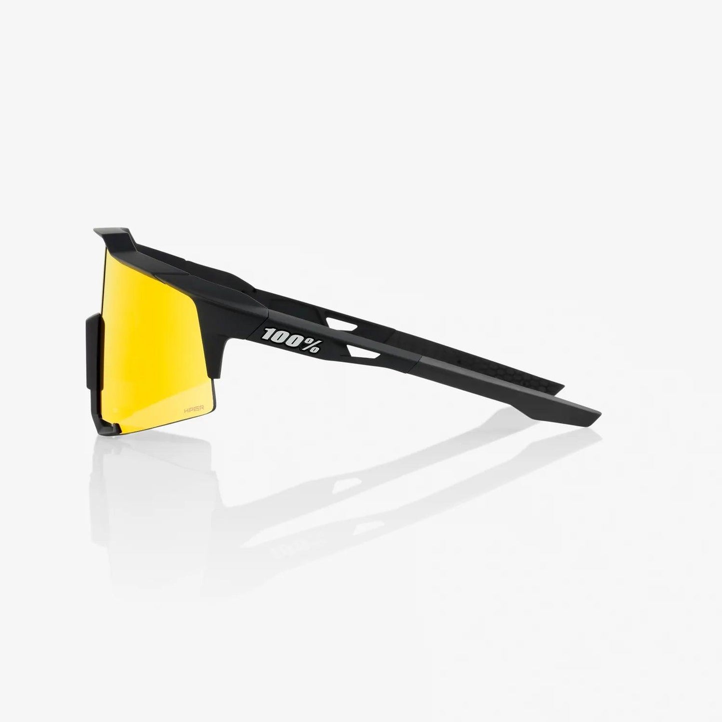 100 Percent Sunglasses - SPEEDCRAFT - Soft Tact Black - HiPER Red Multilayer Mirror Lens – Third View | Smash It Sports