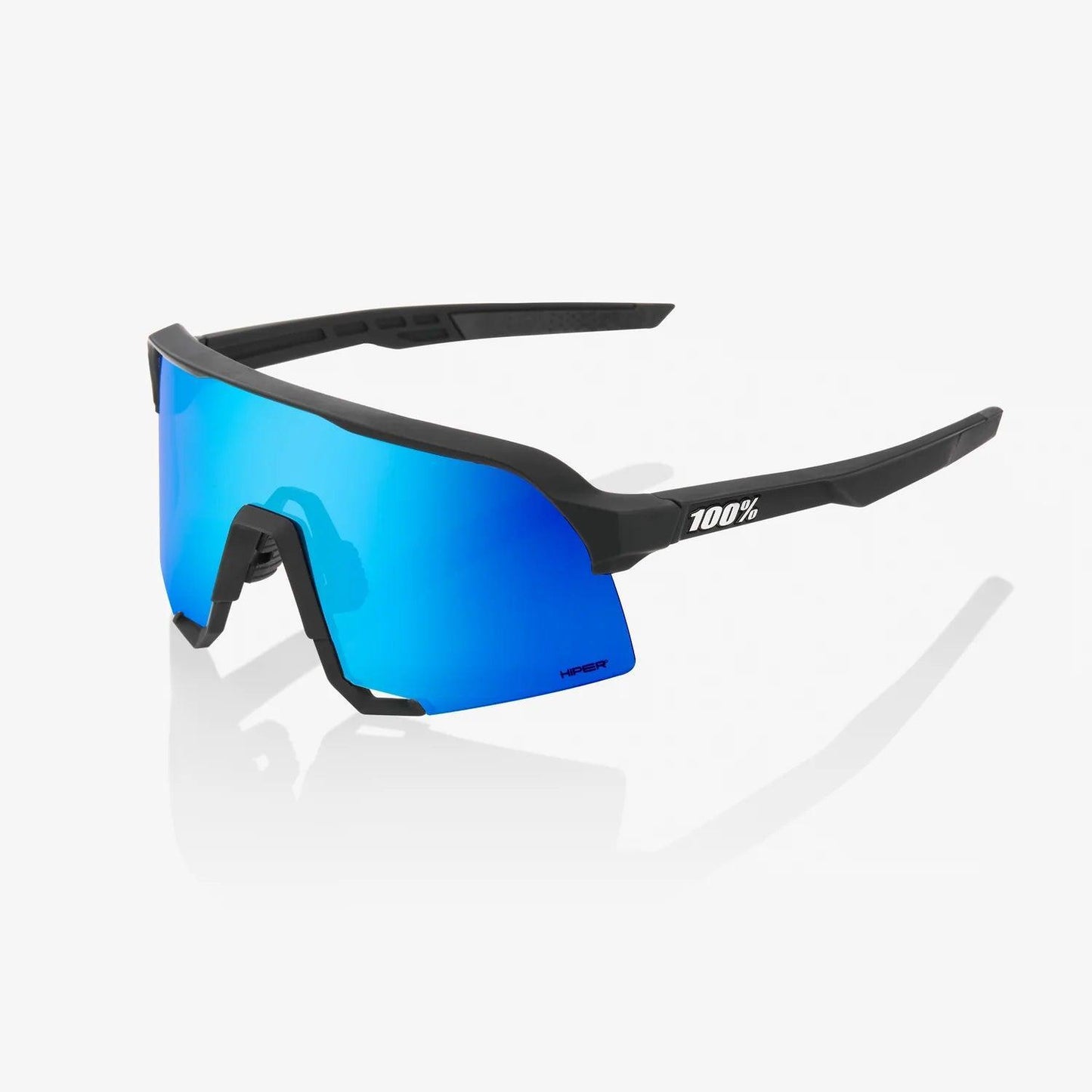 100% S3 - Matte Black - HiPER Blue Multilayer Mirror Lens – Primary View | Smash It Sports