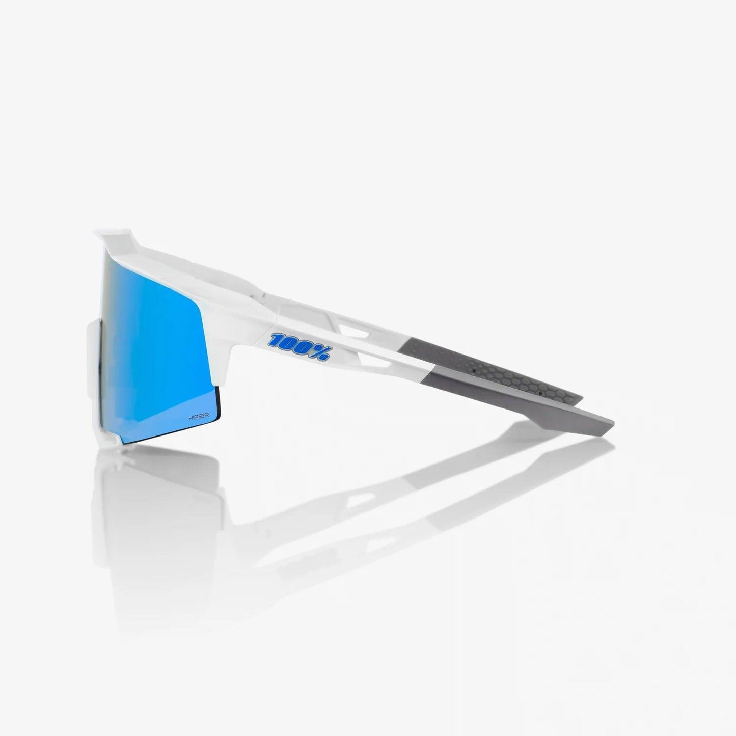 100% SPEEDCRAFT - Matte White - HiPER Blue Multilayer Mirror Lens – Third View | Smash It Sports