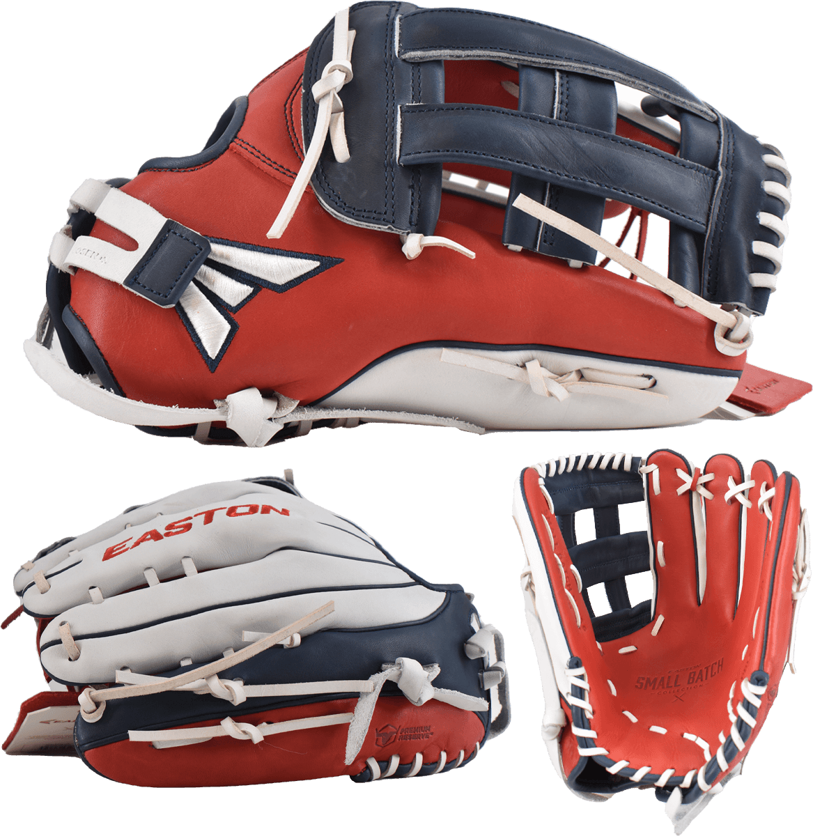2022 Easton Small Batch No. 56 LHT Slowpitch Softball Glove - Red/Navy/White – Specs Overview | Smash It Sports | leather, co