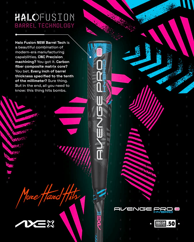 2025 Axe Avenge Pro 3 Hybrid BBCOR Baseball Bat -3 | Standard Handle – Specs Overview | Smash It Sports | composite, alloy, b