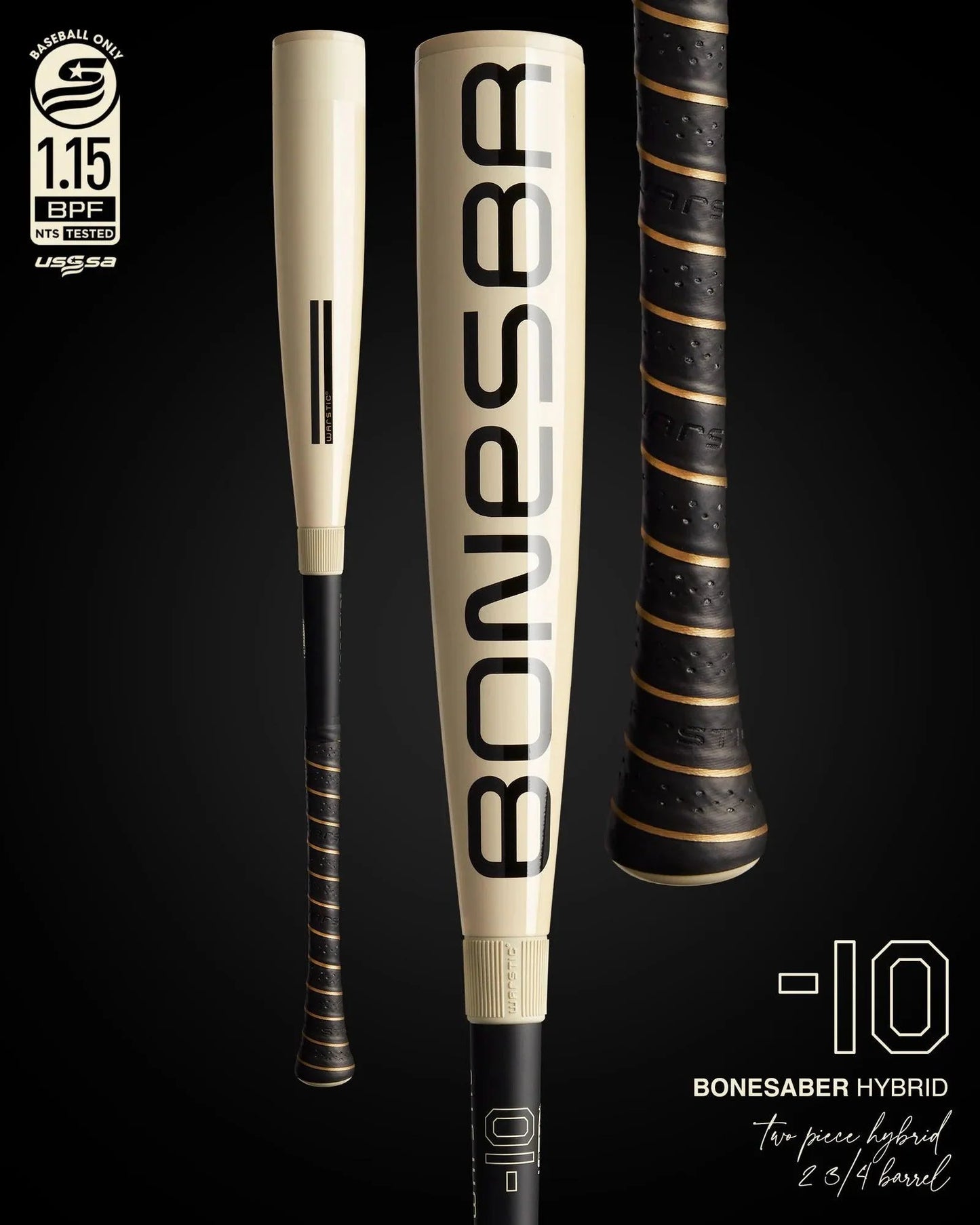 2025 Warstic Bonesaber Hybrid USSSA Baseball Bat -10 – Product View | Smash It Sports | maple, composite, alloy