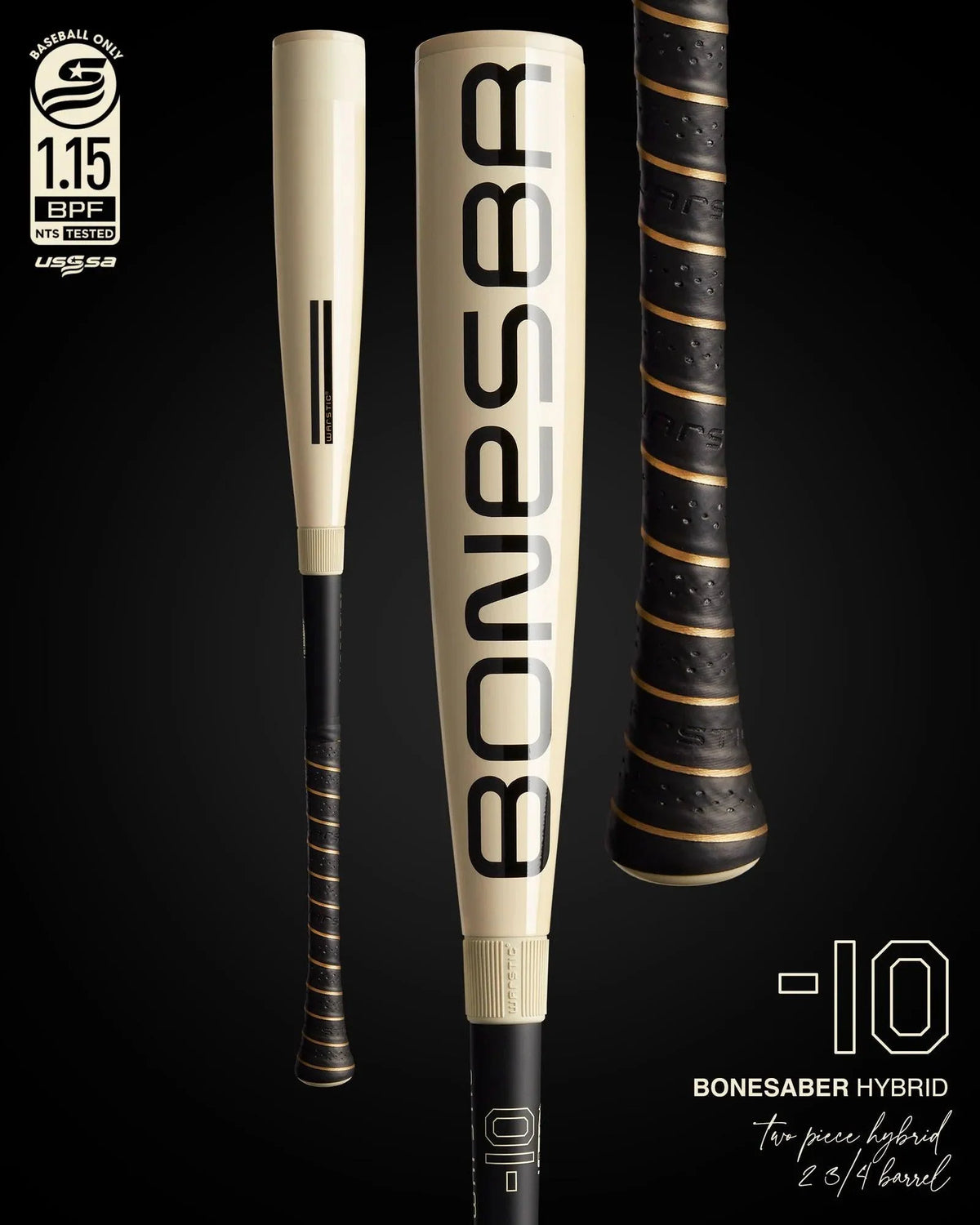 2025 Warstic Bonesaber Hybrid USSSA Baseball Bat -10 – Product View | Smash It Sports | maple, composite, alloy