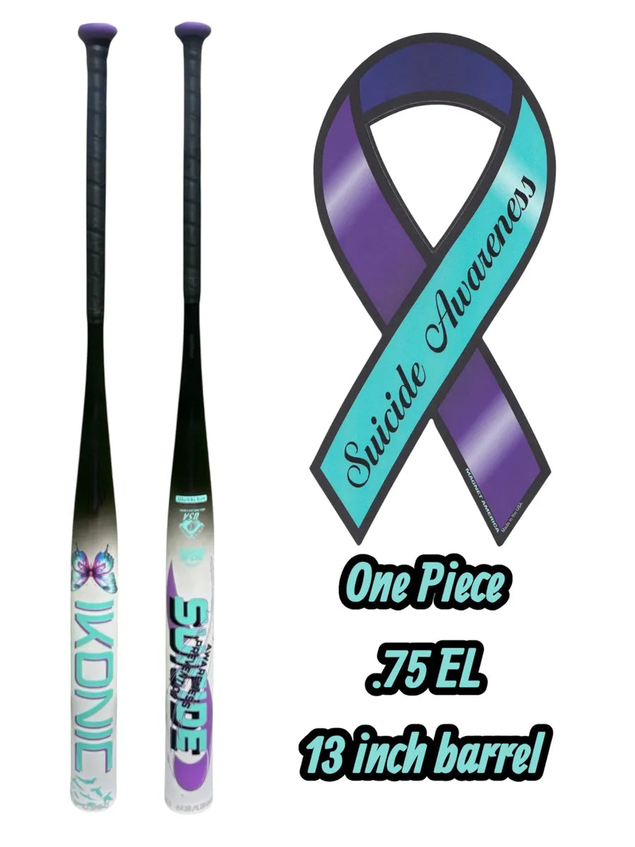 2026 Ikonic Sports Suicide Awareness/Prevention 1-Piece SSUSA Senior Slowpitch Softball Bat – Product View | Smash It Sports