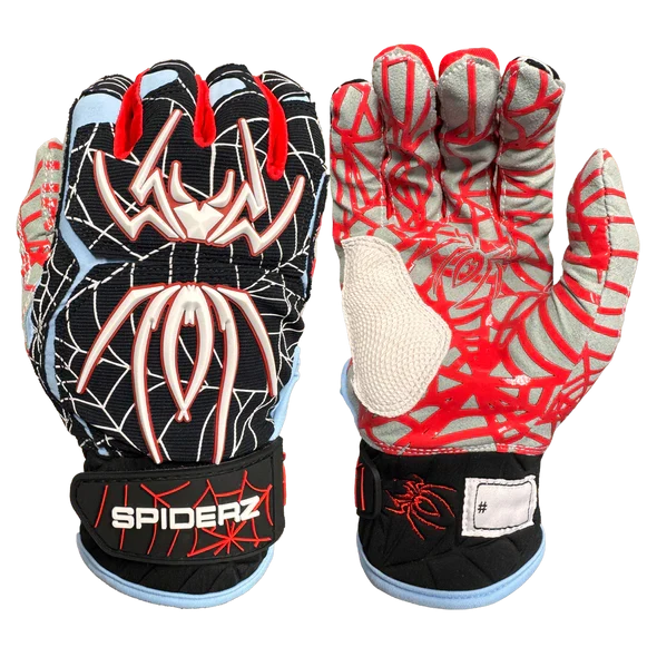 Spiderz HYBRID Batting Gloves - Black/Columbia Blue/Red – Product View | Smash It Sports | pro, web