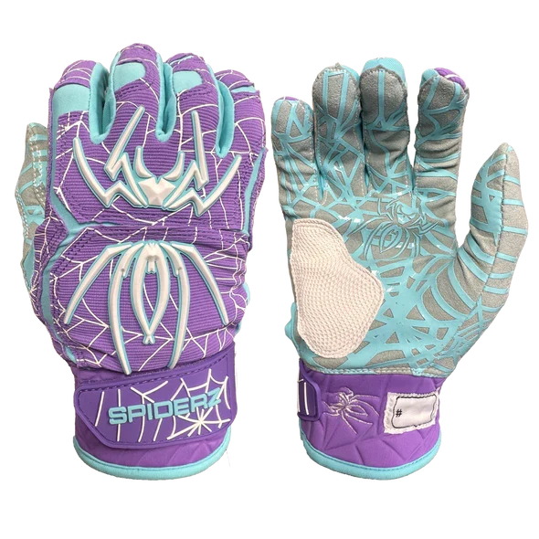 Spiderz HYBRID Batting Gloves - Purple/Turquoise – Product View | Smash It Sports | pro, web