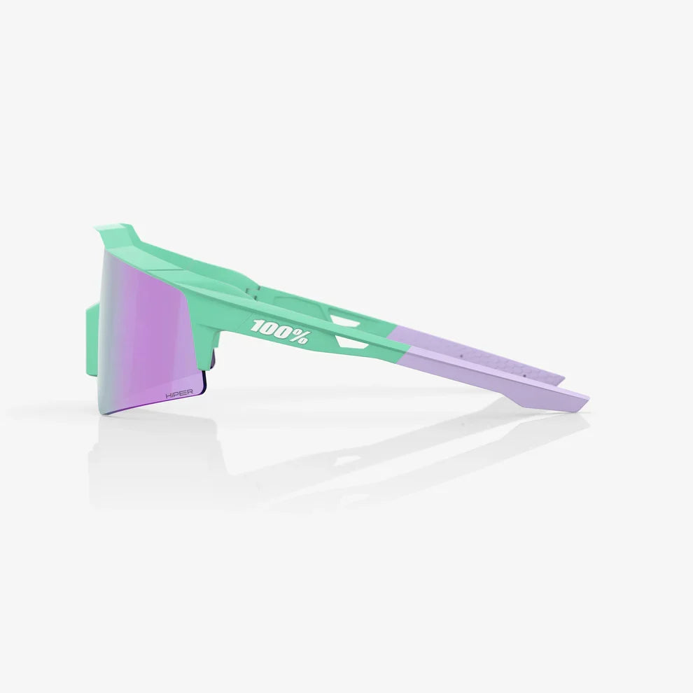 100 Percent Sunglasses - Speedcraft SL - Soft Tact Mint - HiPER Lavender Mirror Lens – Product View | Smash It Sports