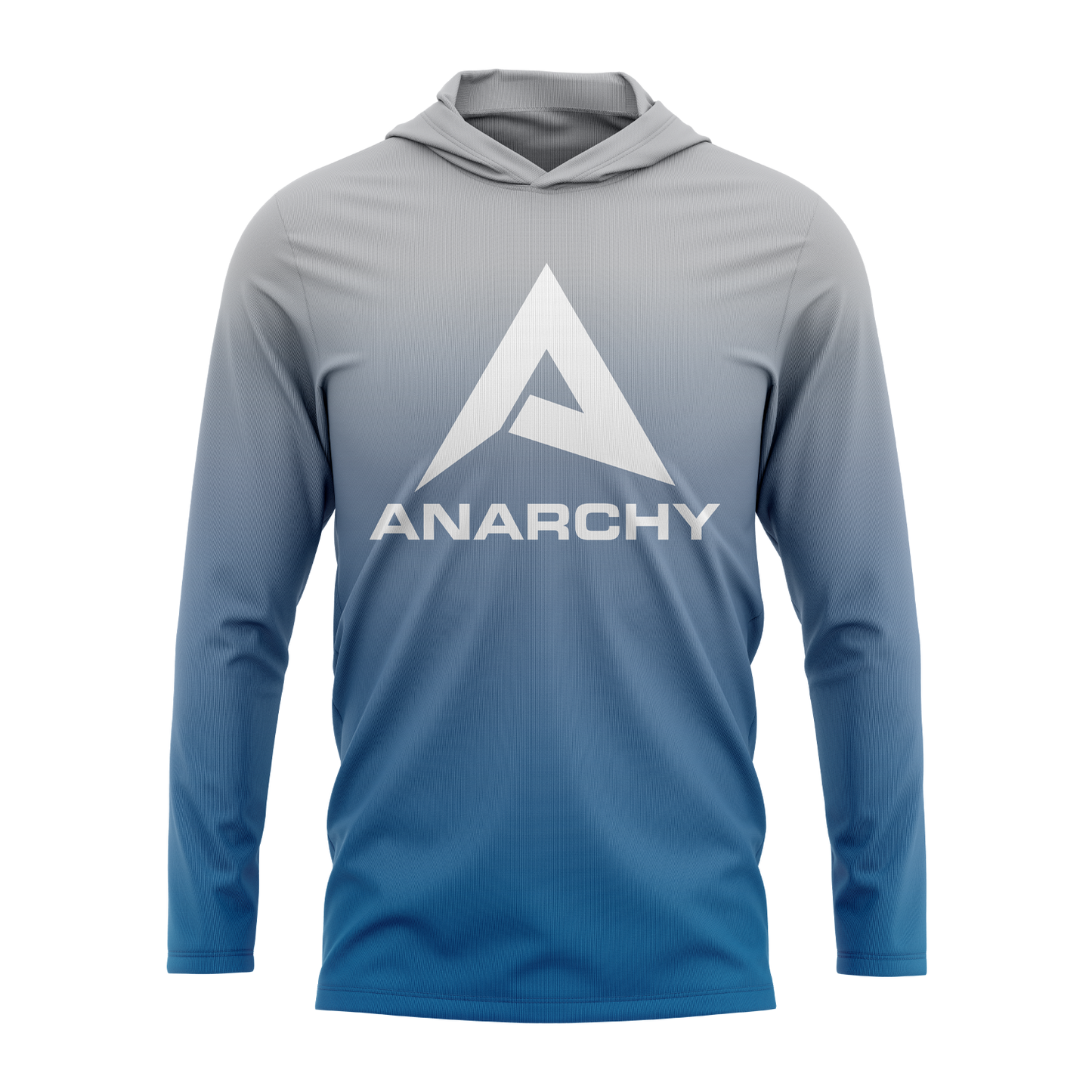 Anarchy Hooded Long Sleeve Tee - Gray/Blue Fade