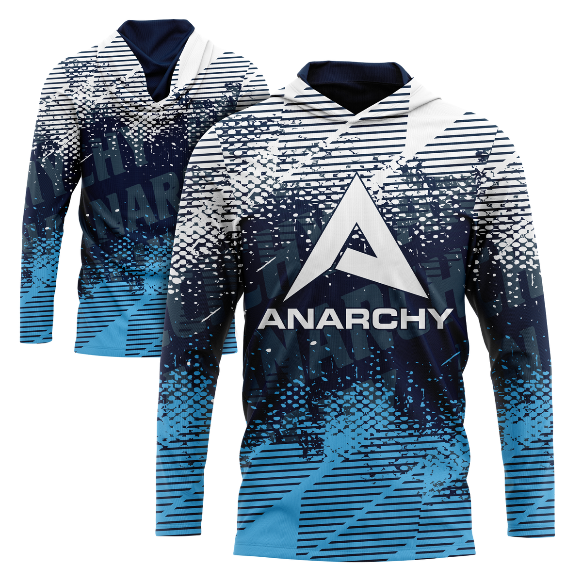 Anarchy Hooded Long Sleeve Tee - Disruption Columbia/Navy/White – Specs Overview | Smash It Sports
