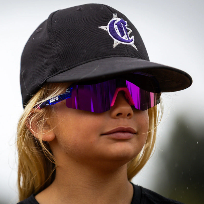 100 Percent Sunglasses - SLENDALE Youth - Polished Translucent Blue - HiPER Vital Pink Mirror – Product View | Smash It Sport