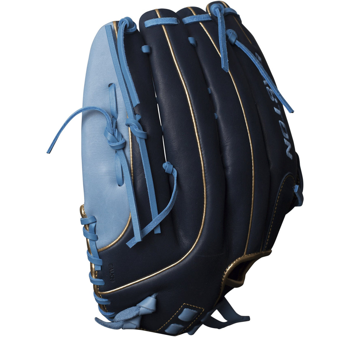 Easton Tantrum Series Slowpitch Softball Fielding Glove - Navy/Carolina Blue – Product View | Smash It Sports | leather, cowh