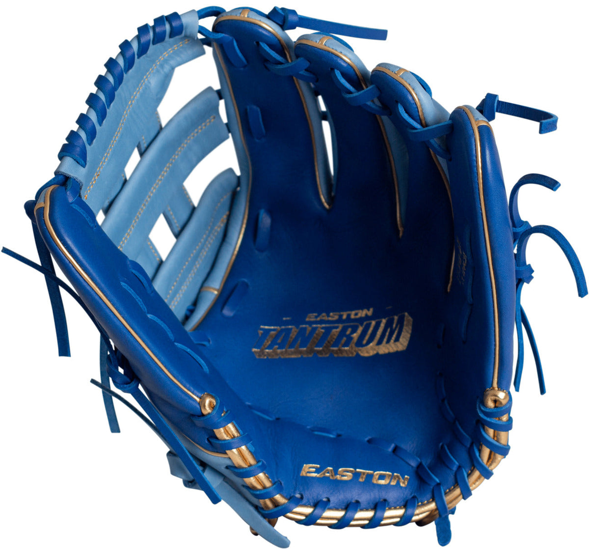 Easton Tantrum Series Slowpitch Softball Fielding Glove - Carolina Blue/Royal – Product View | Smash It Sports | leather, cow