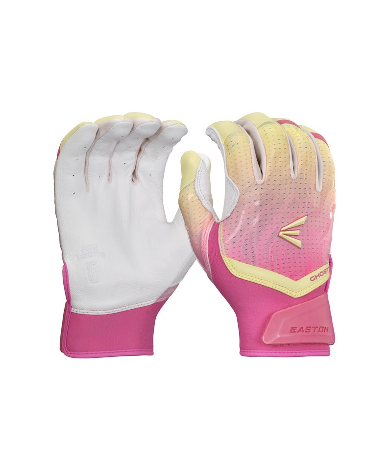 Easton Ghost Ethos Fastpitch Batting Gloves - Pink Lemonade – Product View | Smash It Sports | leather