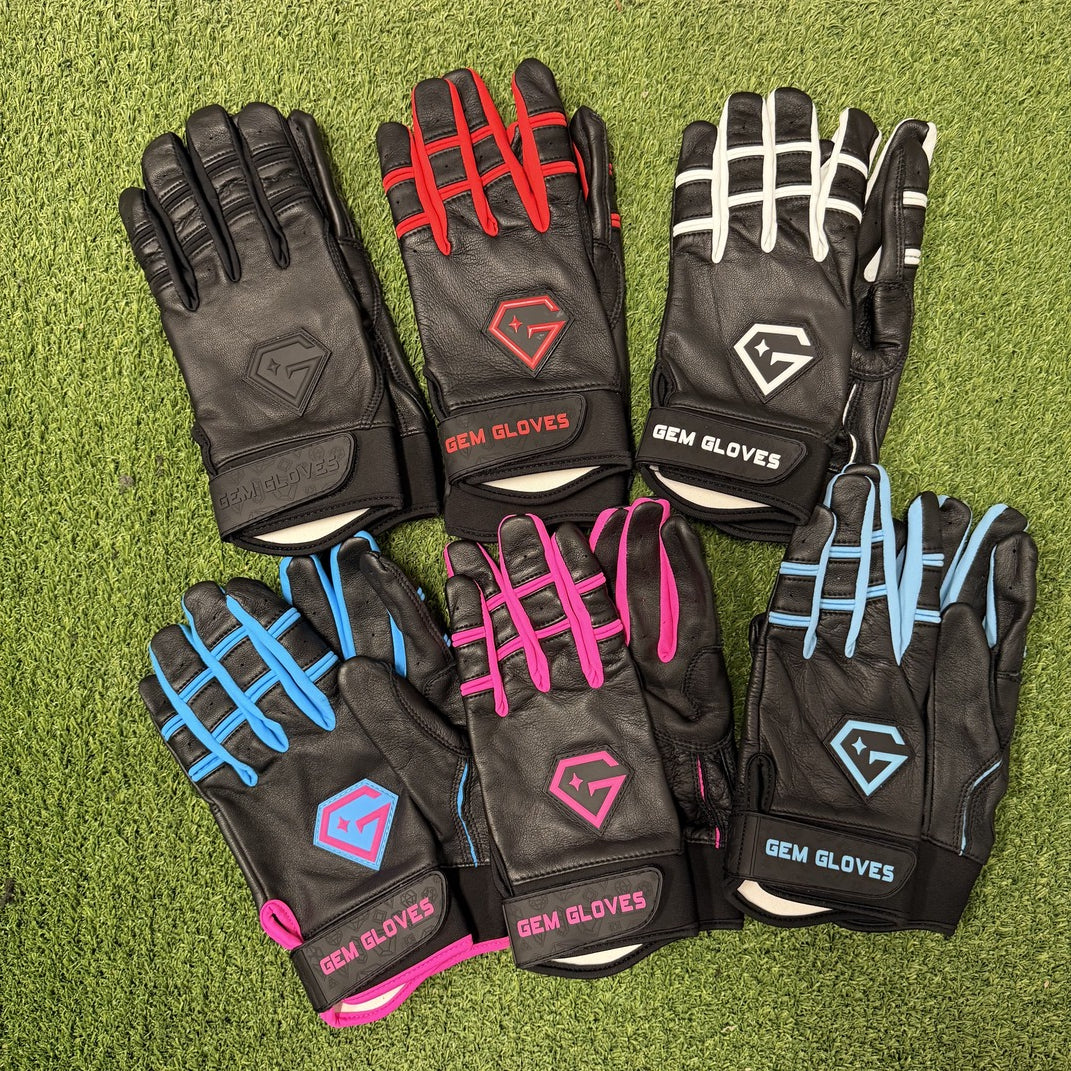 Gem Glove Prospector Short Cuff Batting Glove - Black/Vice – Product View | Smash It Sports | leather, pro