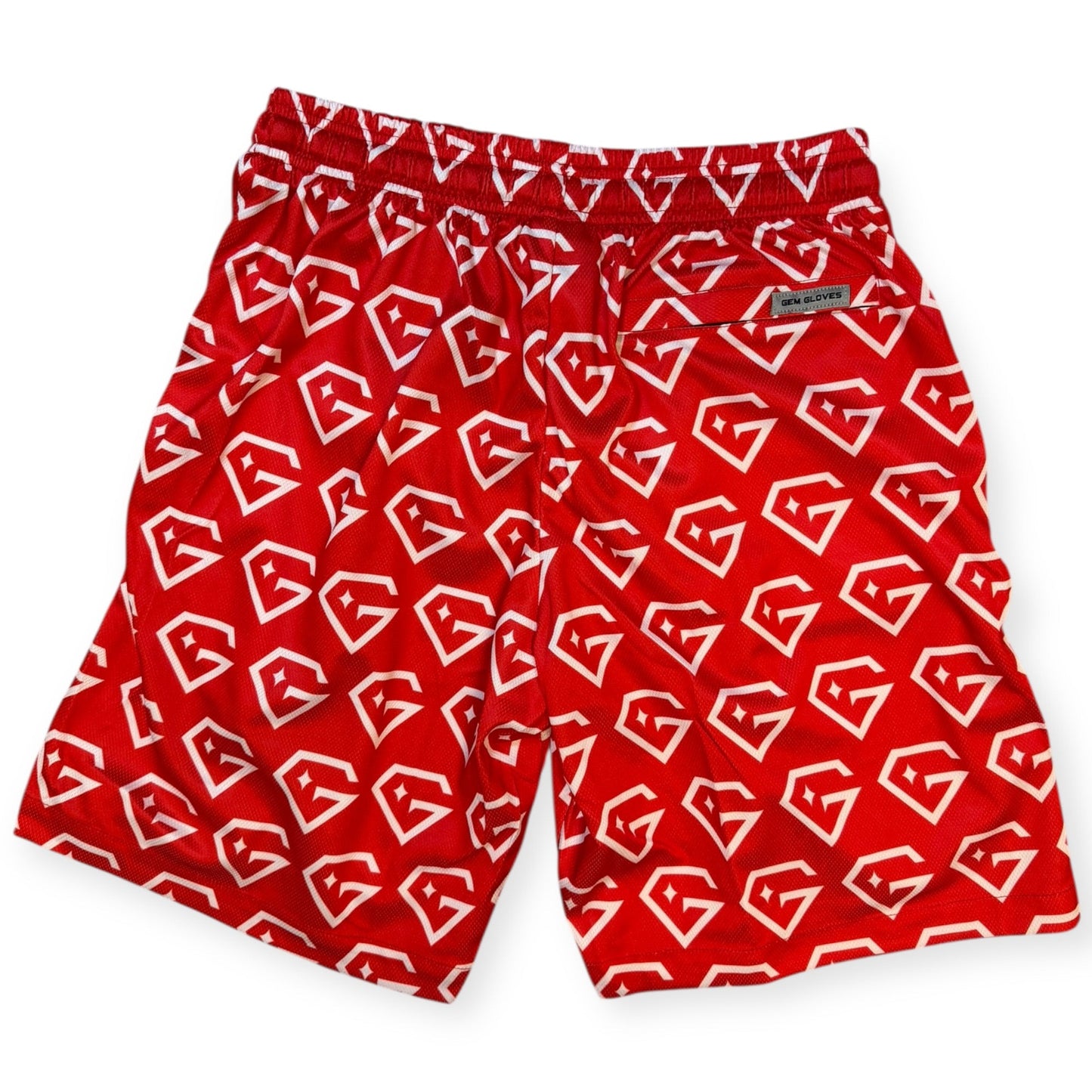 Gem Gloves Mesh Shorts - Diamond Drip - Red/White