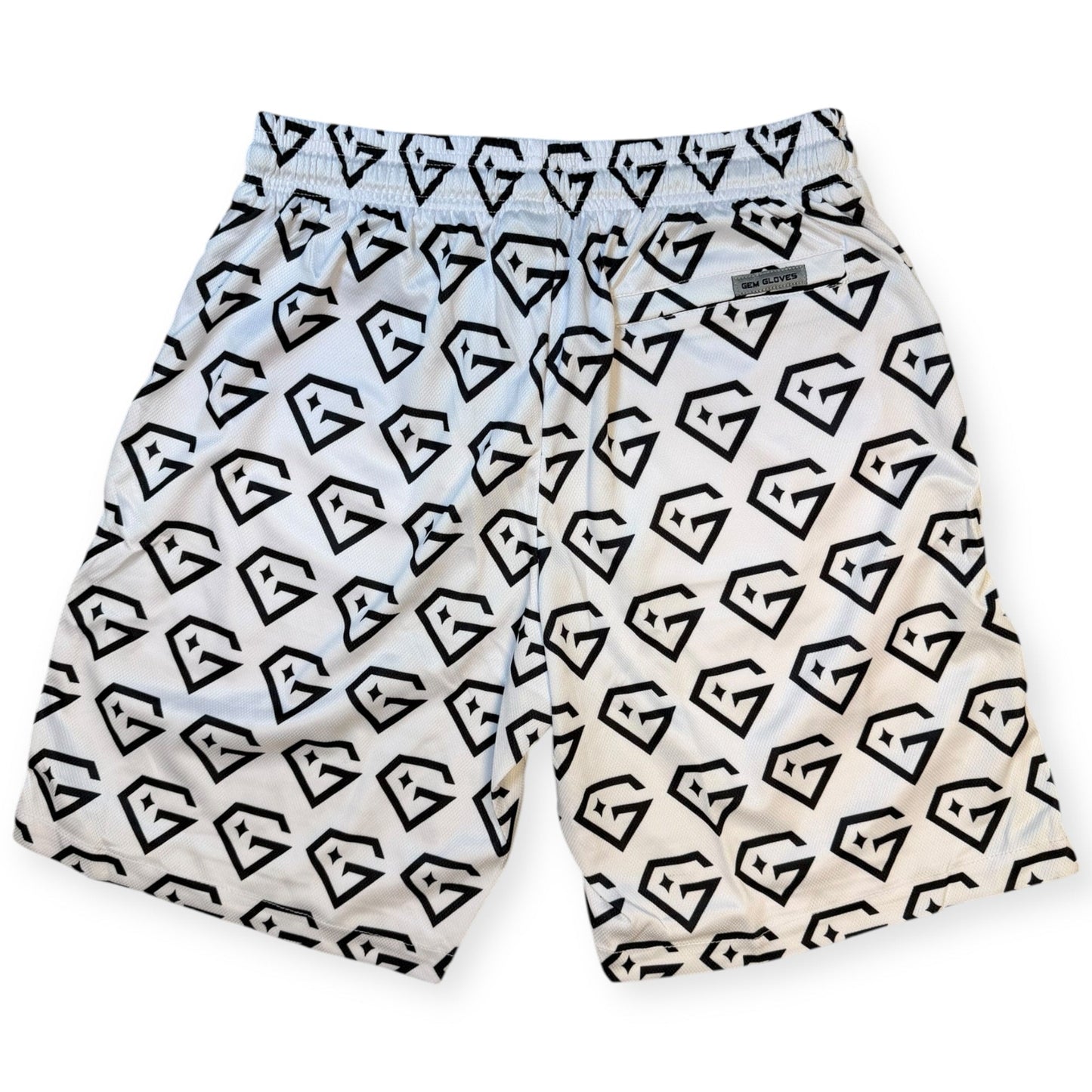 Gem Gloves Mesh Shorts - Diamond Drip - White/Black – Product View | Smash It Sports | pro, pocket
