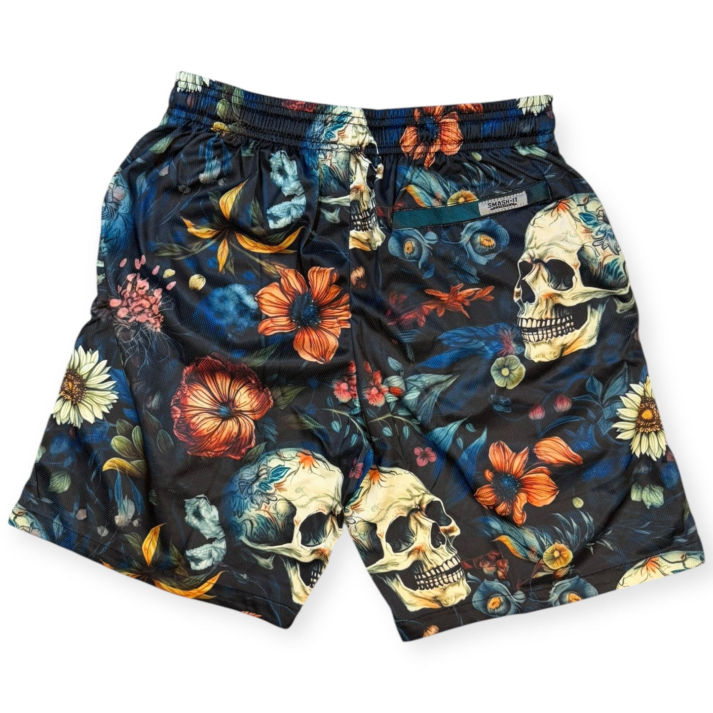 Smash It Sports Mesh Shorts - Flowers and Skulls