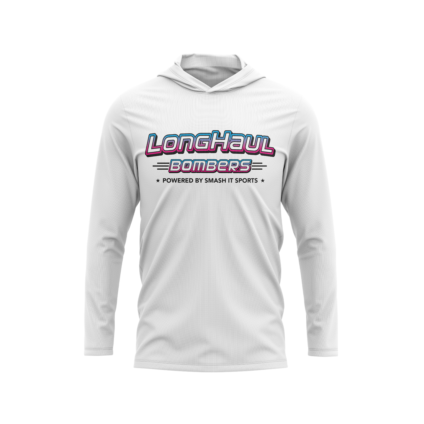 Long Haul Bombers - Semi-Sub Hooded Long Sleeve Shirt - Powered By - White/Vice