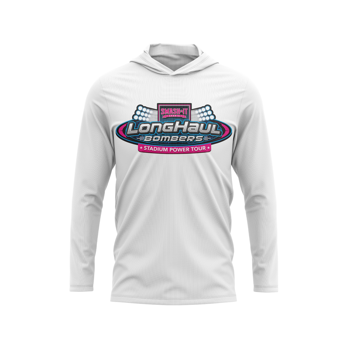 Long Haul Bombers - Semi-Sub Hooded Long Sleeve Shirt - Stadium Power Tour - White/Vice