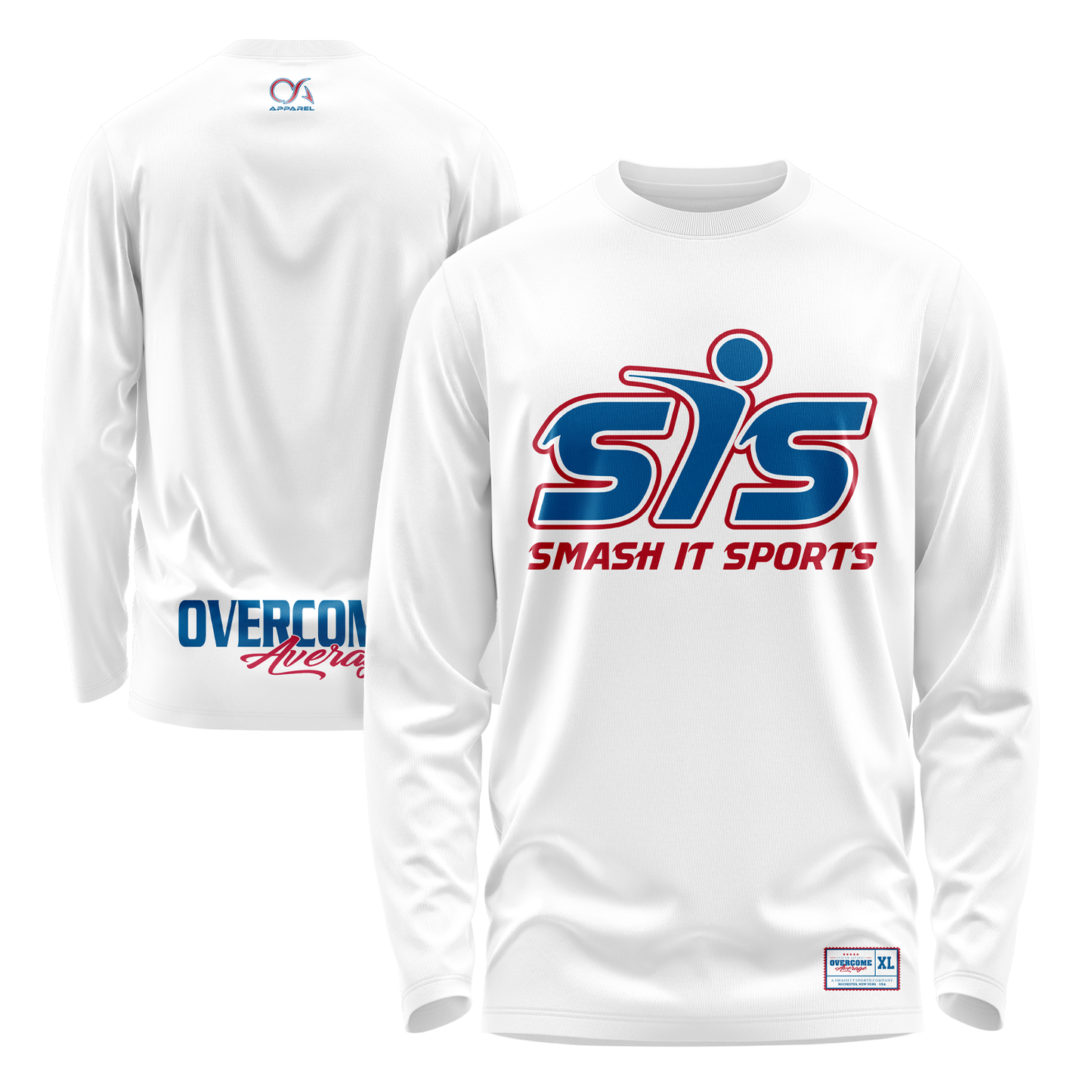 Smash It Sports Long Sleeve Shirt - The League (White/Royal/Red) – Specs Overview | Smash It Sports