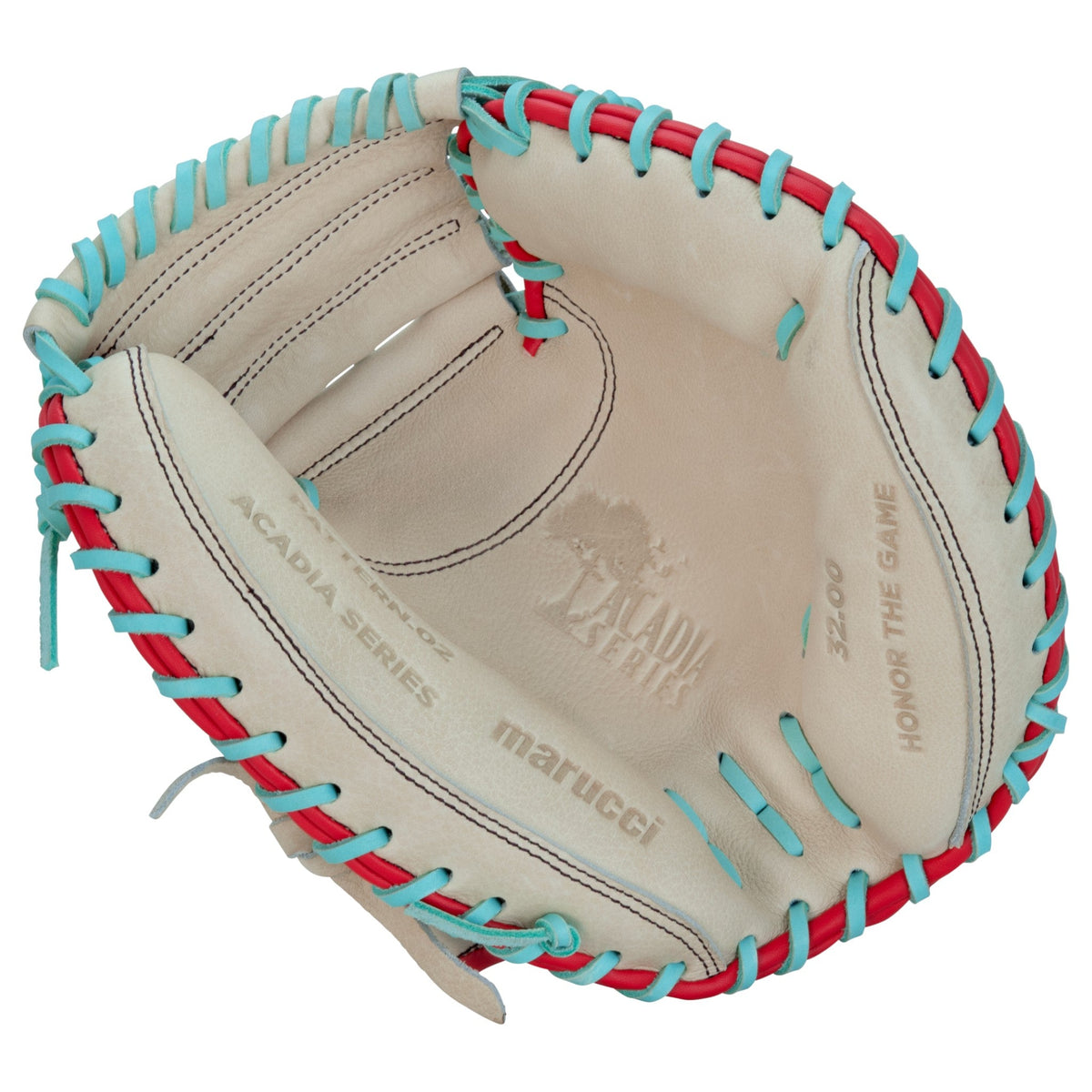 Marucci Acadia M Type 220C1 32" Fastpitch Softball Catchers Mitt/Glove – Top-Down View | Smash It Sports | leather, cowhide,