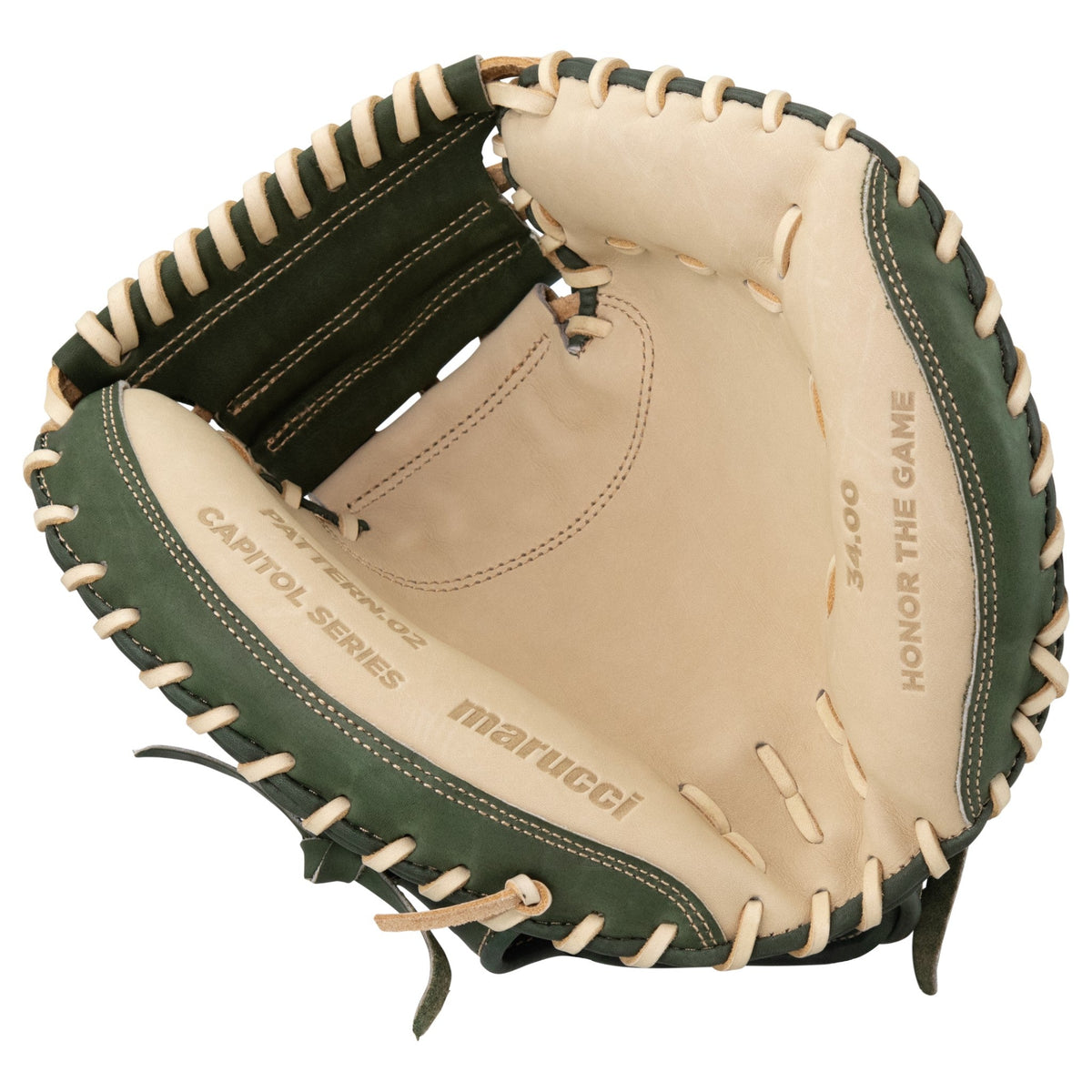Marucci Capitol 240C1 34" Baseball Catcher's Glove/Mitt – Top-Down View | Smash It Sports | leather, kip, pro