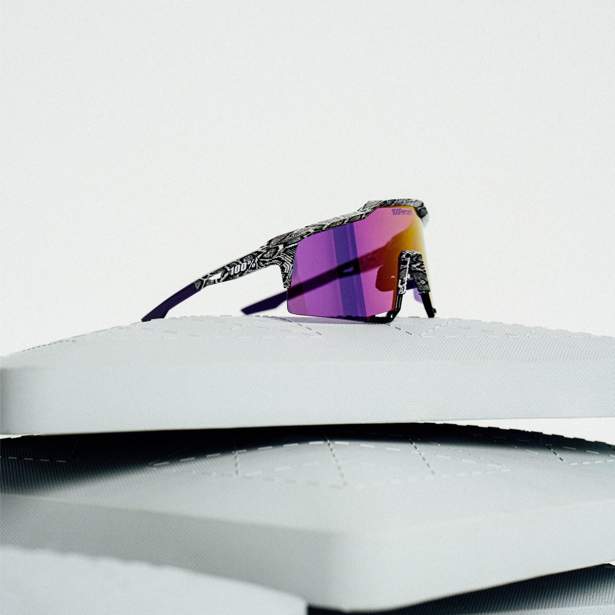 100 Percent Sunglasses - Speedcraft - Elly 3 White Venom HiPER Dark Purple Mirror Lens w/ Bonus HiPER Coral Lens – Product Vi