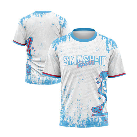 Smash It Sports Short Sleeve Shirt - Smashie (White/Carolina/Pink) – Product View | Smash It Sports | premium