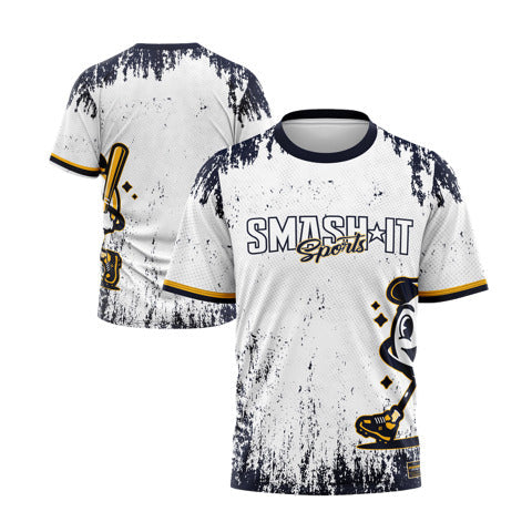 Smash It Sports Short Sleeve Shirt - Smashie (White/Navy/Gold)