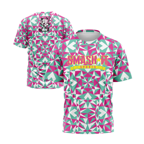 Smash It Sports Short Sleeve Shirt - Kaleidoscope (Mint/Pink)
