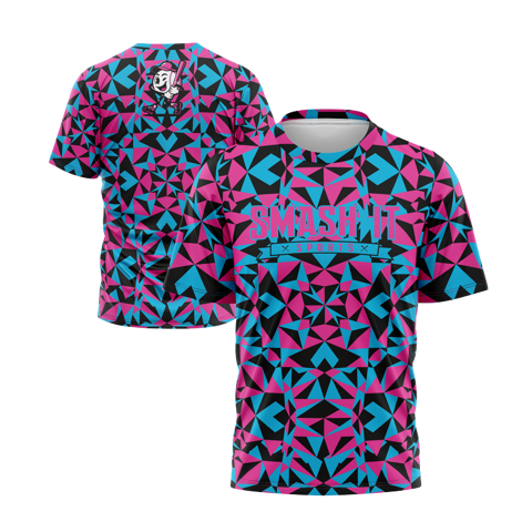 Smash It Sports Short Sleeve Shirt - Kaleidoscope (Blue/Pink)