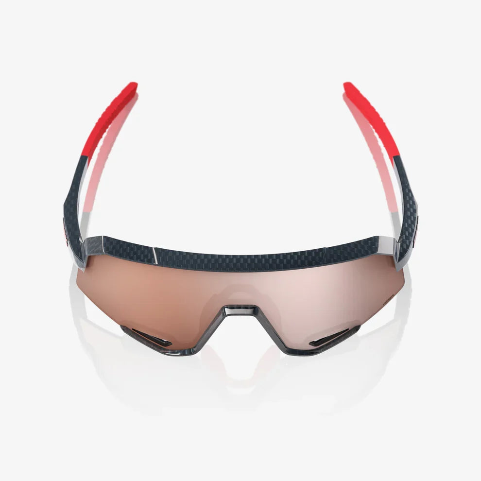 100 Percent Sunglasses - SLENDALE - Gloss Carbon Fiber - HiPER Crimson Silver Mirror Lens – Product View | Smash It Sports