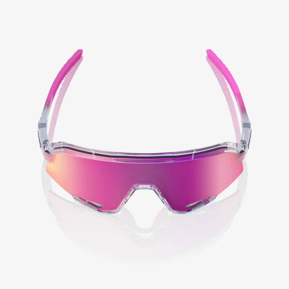 100 Percent Sunglasses - SLENDALE - Polished Translucent Grey - Purple Multilayer Mirror Lens – Product View | Smash It Sport
