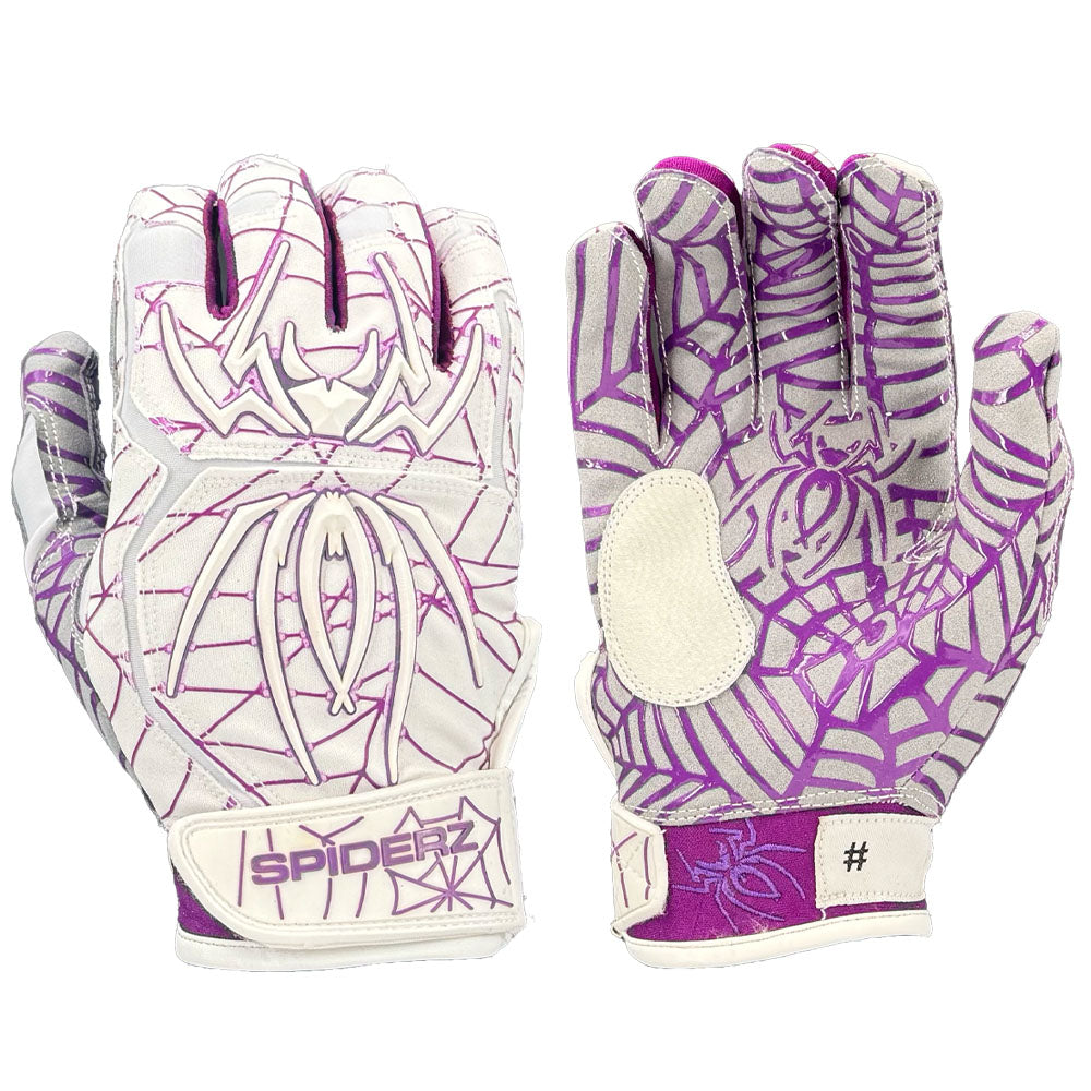 Spiderz HYBRID Batting Gloves - White/Purple – Product View | Smash It Sports | pro, web