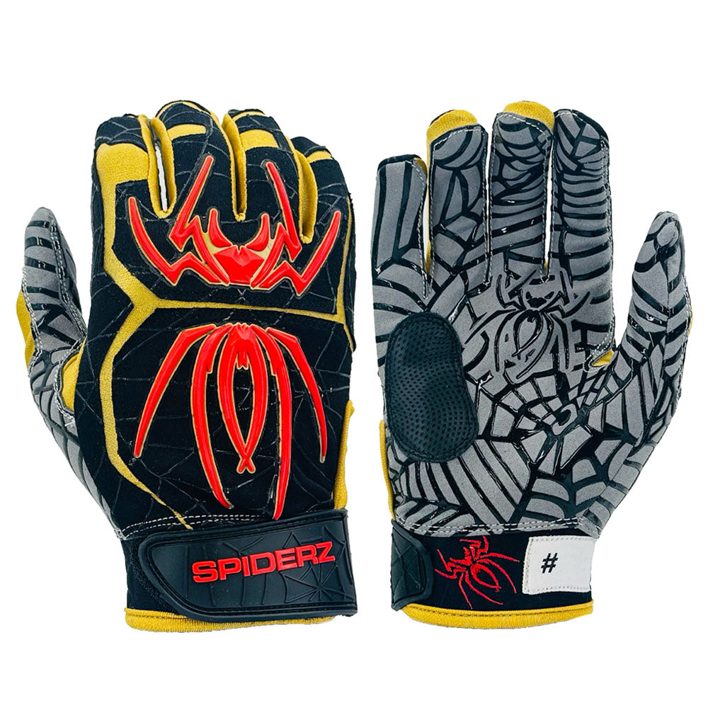 Spiderz HYBRID Batting Gloves - Black/Gold/Red – Product View | Smash It Sports | pro, web