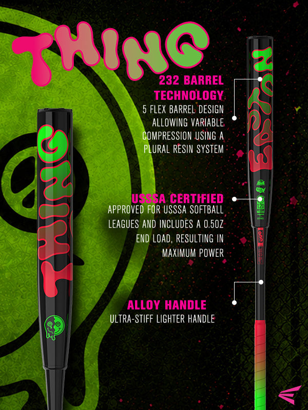 2026 Easton Thing 2-Piece Loaded USSSA Slowpitch Softball Bat - ESU6THGL - anatomy/size chart