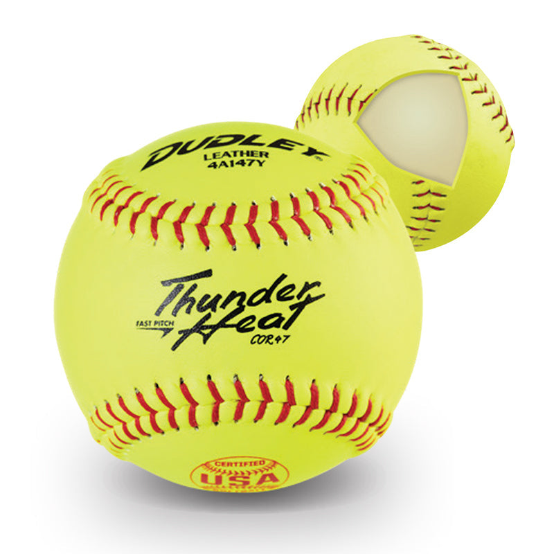 Dudley Thunder Heat 47/375 USA 12" Fastpitch Softballs - 4A147Y – Product View | Smash It Sports | leather