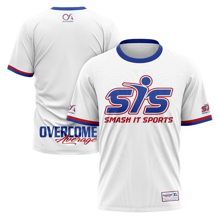 Smash It Sports Short Sleeve Shirt - White/Royal/Red – Product View | Smash It Sports | premium