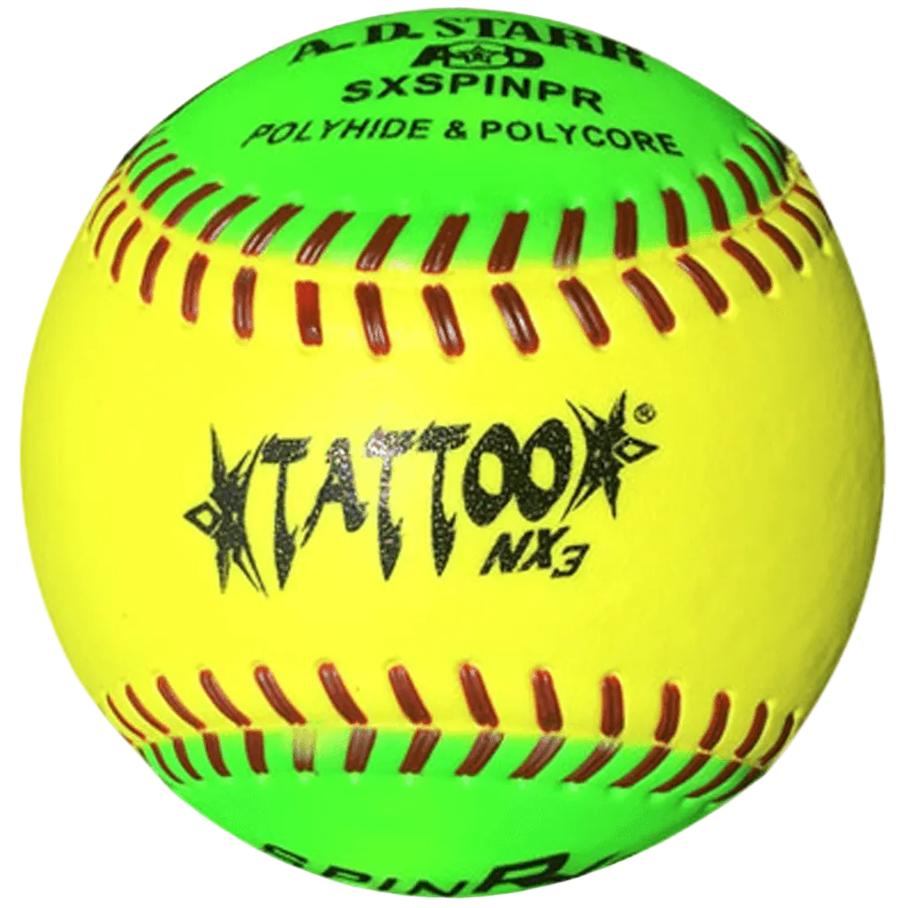 AD Starr Tattoo NX3 Spinner 12" Batting Practice Slowpitch Softballs - SXSPINPR – Specs Overview | Smash It Sports