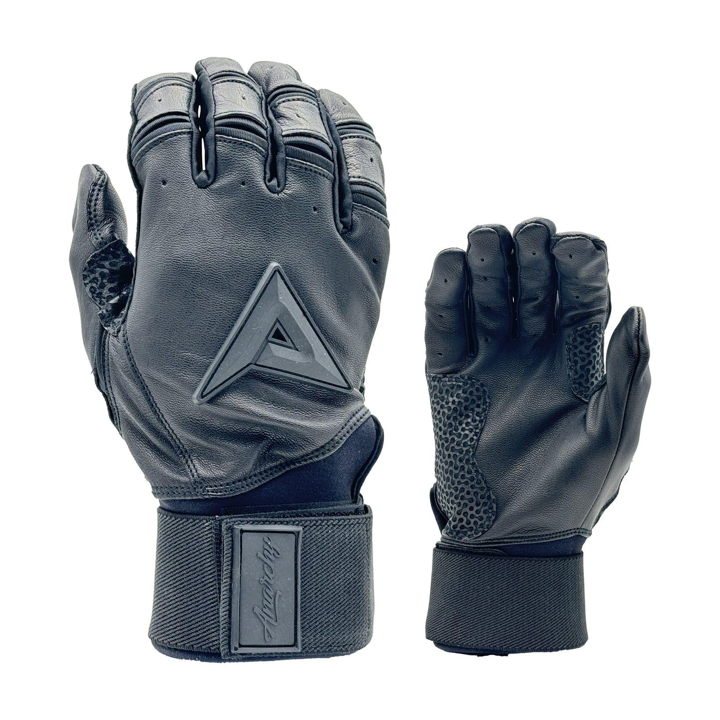 Anarchy Grindstone Long Cuff Batting Glove - Blackout – Product View | Smash It Sports | leather, pro