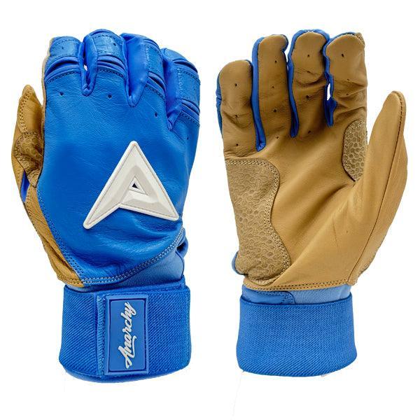 Anarchy Grindstone Long Cuff Batting Glove - Carolina/Tan/White – Product View | Smash It Sports | leather, pro